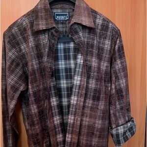 Men's Brown Plaid Shirt